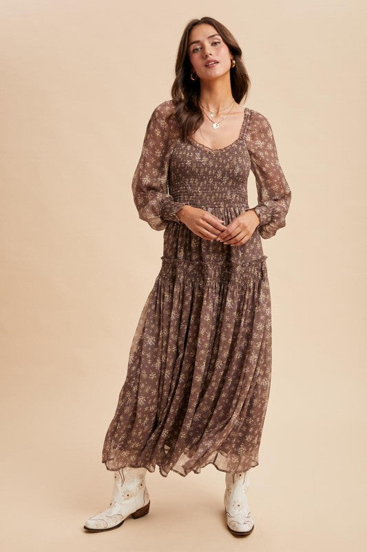 Smocked Floral Maxi Dress