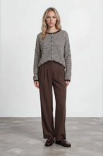 Load image into Gallery viewer, Stripe Raw Edge Drop Shoulder Knit Cardi
