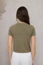 Load image into Gallery viewer, Scalloped Short Sleeve Button Down Knit
