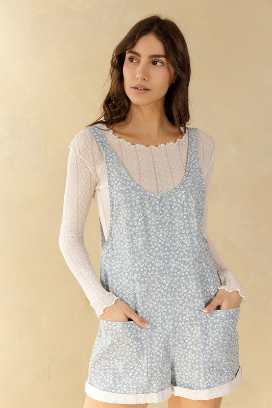Floral Denim Romper