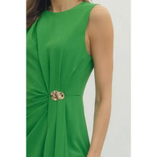 Load image into Gallery viewer, Solid sleeveless slit hem pleated midi
