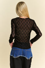 Load image into Gallery viewer, RIBBON EMBROIDERED LONG SLEEVE MESH TOP
