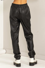 Load image into Gallery viewer, LEATHER DRAWSTRING HIGH-WAISTED JOGGER PANTS
