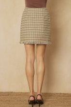 Load image into Gallery viewer, Tweed mini skirt featuring raw hem
