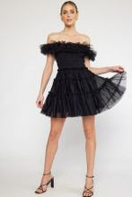 Load image into Gallery viewer, Off the shoulder tiered tulle mini dress
