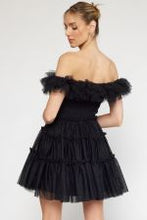 Load image into Gallery viewer, Off the shoulder tiered tulle mini dress
