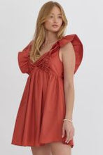 Load image into Gallery viewer, Oversized ruffle sleeve mini dress

