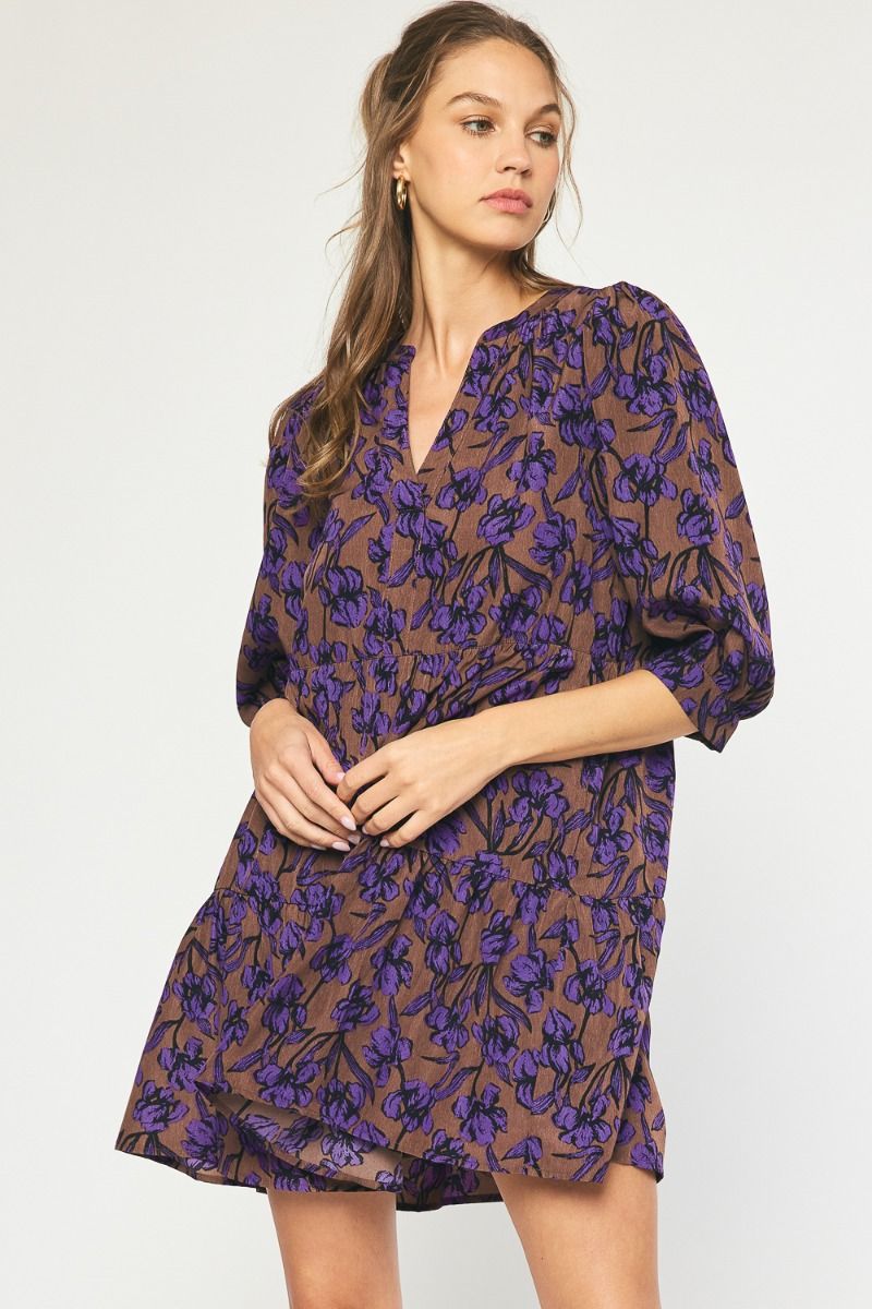 Floral tiered v neck dress Dreams Boutique, LLC