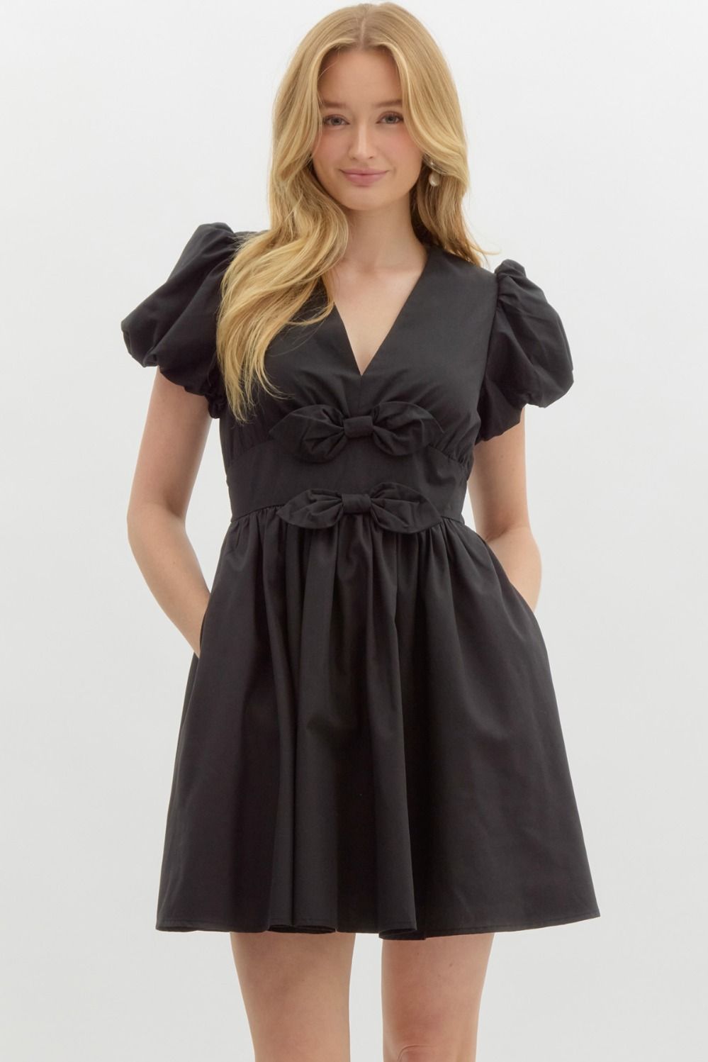 Puff bubble sleeve fit-and-flare mini dr Dreams Boutique, LLC Puff bubble sleeve fit-and-flare mini dr Dreams Boutique, LLC