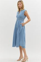 Load image into Gallery viewer, Zip Front Denim Midi Dress
