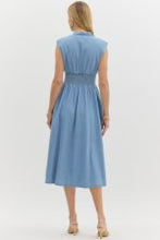 Load image into Gallery viewer, Zip Front Denim Midi Dress
