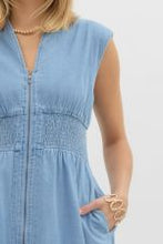 Load image into Gallery viewer, Zip Front Denim Midi Dress
