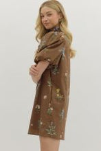 Load image into Gallery viewer, Floral print short bubble sleeve mini dr
