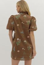 Load image into Gallery viewer, Floral print short bubble sleeve mini dr
