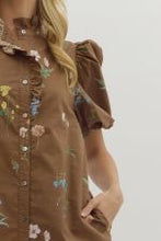 Load image into Gallery viewer, Floral print short bubble sleeve mini dr
