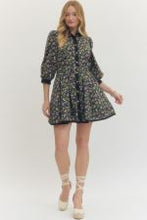Load image into Gallery viewer, Floral print 3/4 sleeve mini dress with
