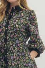 Load image into Gallery viewer, Floral print 3/4 sleeve mini dress with
