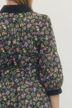 Load image into Gallery viewer, Floral print 3/4 sleeve mini dress with

