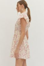 Load image into Gallery viewer, Shell print short puff sleeve mini dress
