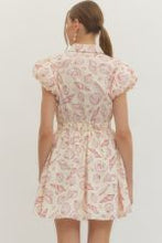 Load image into Gallery viewer, Shell print short puff sleeve mini dress
