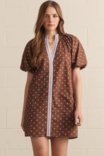 Load image into Gallery viewer, Polka dot short puff sleeve mini dress
