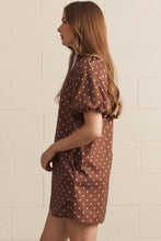 Load image into Gallery viewer, Polka dot short puff sleeve mini dress
