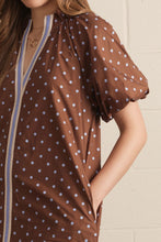 Load image into Gallery viewer, Polka dot short puff sleeve mini dress
