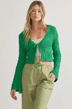 Load image into Gallery viewer, Crochet tie-front cardigan featuring sca
