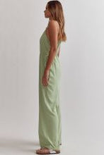 Load image into Gallery viewer, Sleeveless wide leg romper featuring dra
