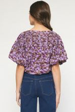 Load image into Gallery viewer, Print boat neck puff sleeve bodysuit

