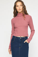 Load image into Gallery viewer, Ribbed mock neck long-sleeved crop
