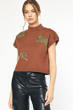 Load image into Gallery viewer, Leopard print mock neck short sleeve vest
