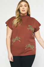 Load image into Gallery viewer, PLUS Leopard print mock neck short sleeve
