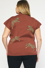 Load image into Gallery viewer, PLUS Leopard print mock neck short sleeve
