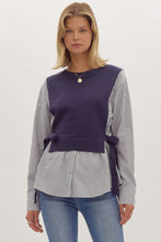 Load image into Gallery viewer, Striped long sleeve twofer top featuring
