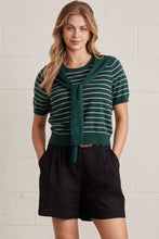 Load image into Gallery viewer, Striped short sleeve sweater attached la
