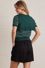 Load image into Gallery viewer, Striped short sleeve sweater attached la
