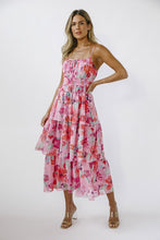 Load image into Gallery viewer, FLORAL RUFFLE LAYERED MIDI DRESS
