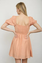 Load image into Gallery viewer, Pleated Bodice Short Puff Sleeve Mini Dr
