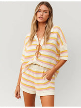 Load image into Gallery viewer, Color block Stripe Short Sleeve Shorts S

