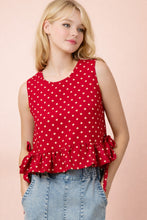 Load image into Gallery viewer, Polka Dot Side Tie Detail Ruffled Top
