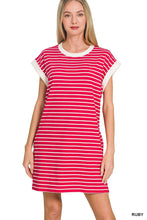 Load image into Gallery viewer, Striped Contrast Trim Rib Banded T-shirt
