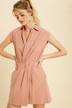 Load image into Gallery viewer, Textured Waist Knot Shirt Romper
