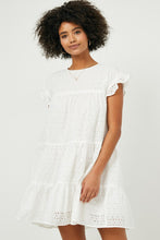 Load image into Gallery viewer, Flutter Sleeve Tiered Eyelet Dress
