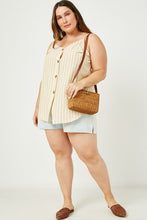Load image into Gallery viewer, Plus Striped V-Neck Buttoned Cami
