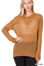 Load image into Gallery viewer, ROUND NECK SEE-THROUGH WOOL SWEATER
