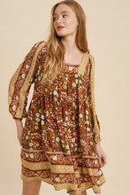 Load image into Gallery viewer, SQUARE NECK FLORAL SMOCK DRESS

