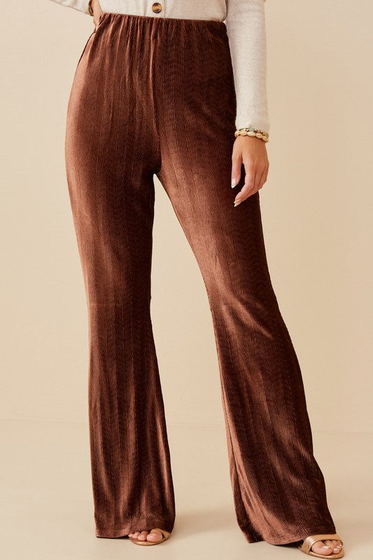 Herringbone Velvet Bell Bottom Pa