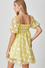 Load image into Gallery viewer, BABY DOLL MINI DRESS WITH FLORAL DETAIL
