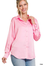 Load image into Gallery viewer, SATIN CHARMEUSE BUTTON FRONT SHIRT
